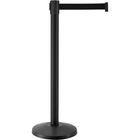 Global Industrial Retractable Belt Barrier, 40 Black Post, 7-1/2ft Black Belt, 2PK 708414BK